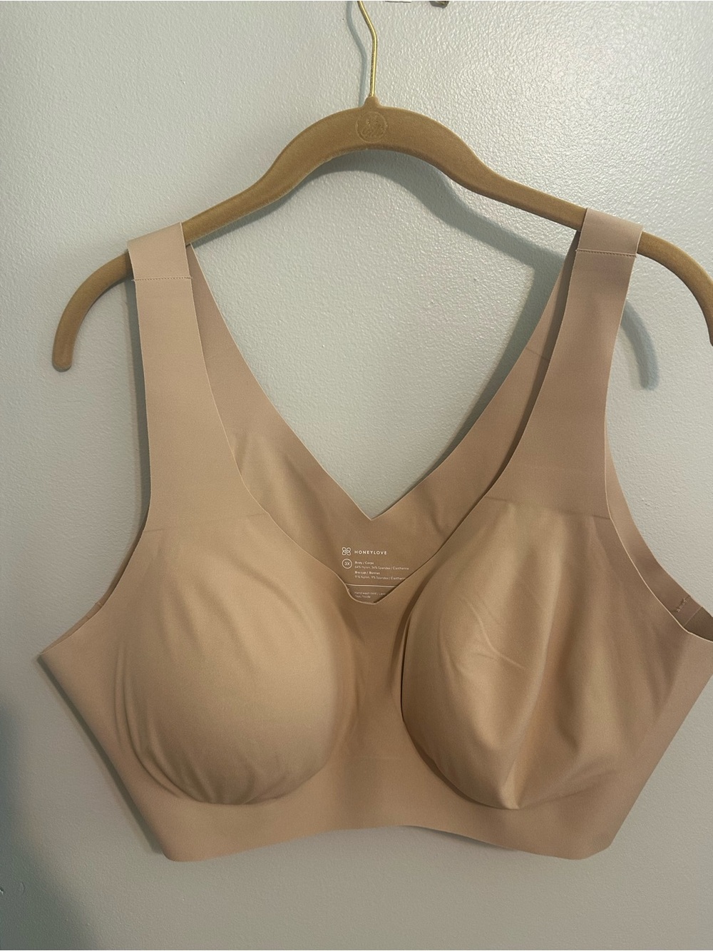 Honeylove Women's V-Neck Bra Size 3x Sand